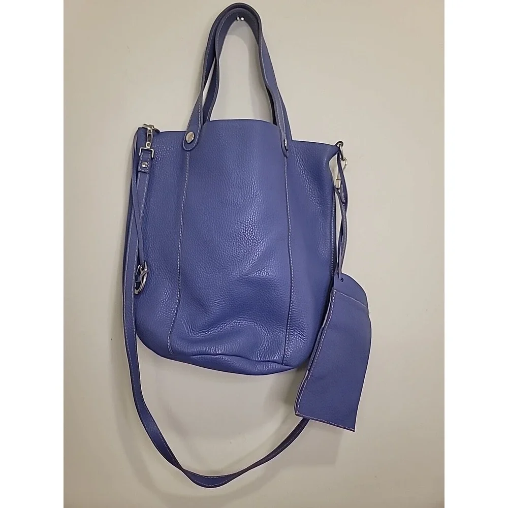 Faiez Halabi Pebbled Leather Shoulder Hobo Bag‎ Black Blue Bueno Aires